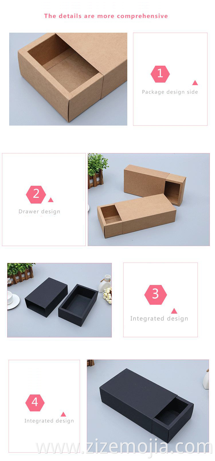 Hot sale stock size logo recycle packaging custom kraft paper box, drawer box